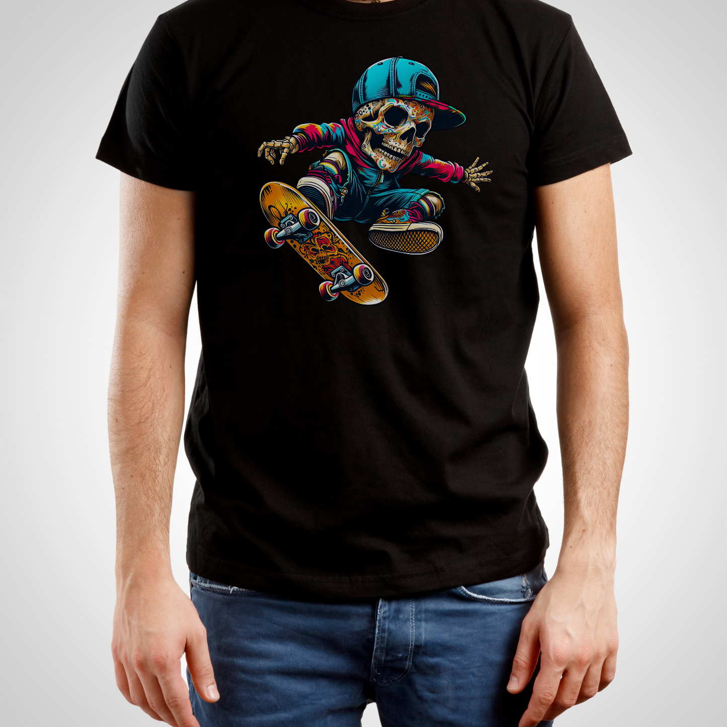 Skating Skull Short Sleeve Shirt