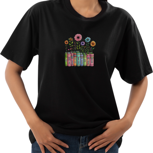 Flowers and Books Short Sleeve Shirt