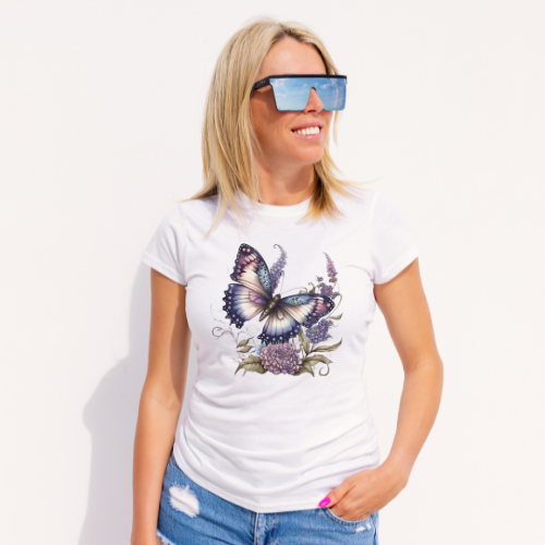 Purple Butterfly Short Sleeve Shirt